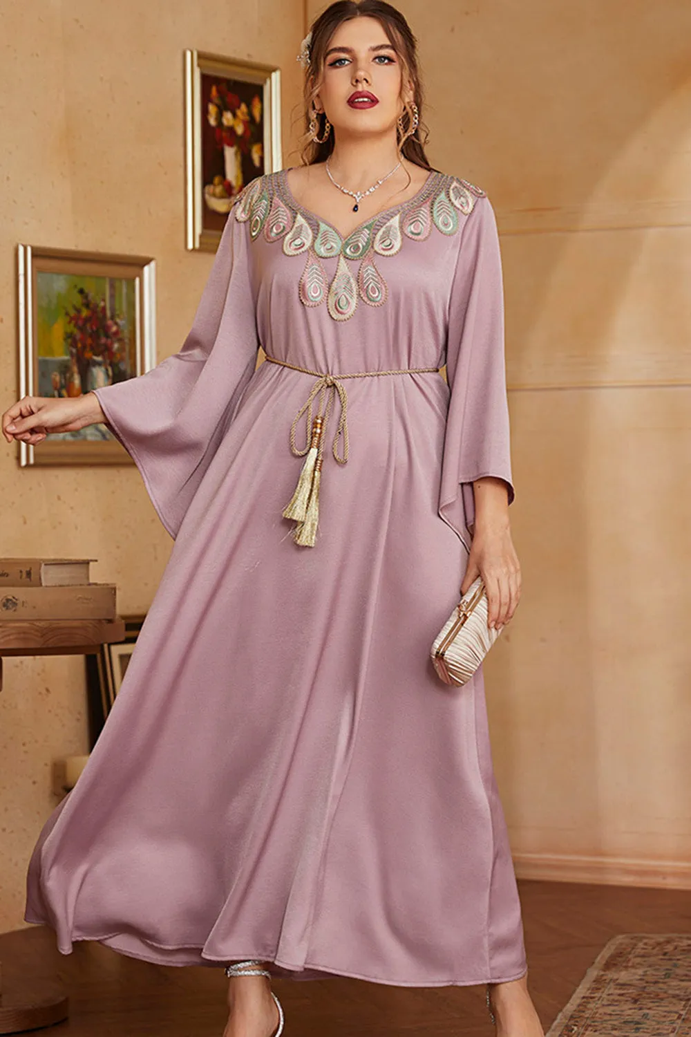 Plus Size Grey Pink Mother of the Bride Dress sold by Zapaka product image thumbnail 4