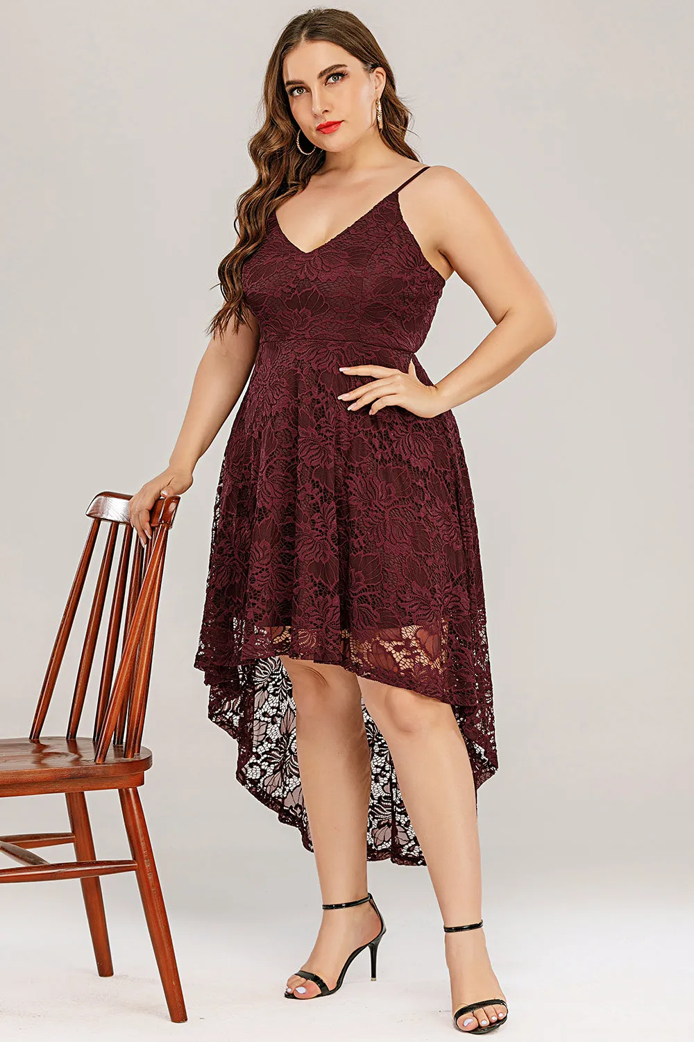 High low Lace Plus Size Dress sold by Zapaka product image thumbnail 3