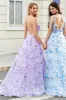 Gorgeous A Line Spaghetti Straps Lilac Long Prom Dress with 3D Flowers sold by Zapaka