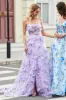 Gorgeous A Line Spaghetti Straps Lilac Long Prom Dress with 3D Flowers sold by Zapaka