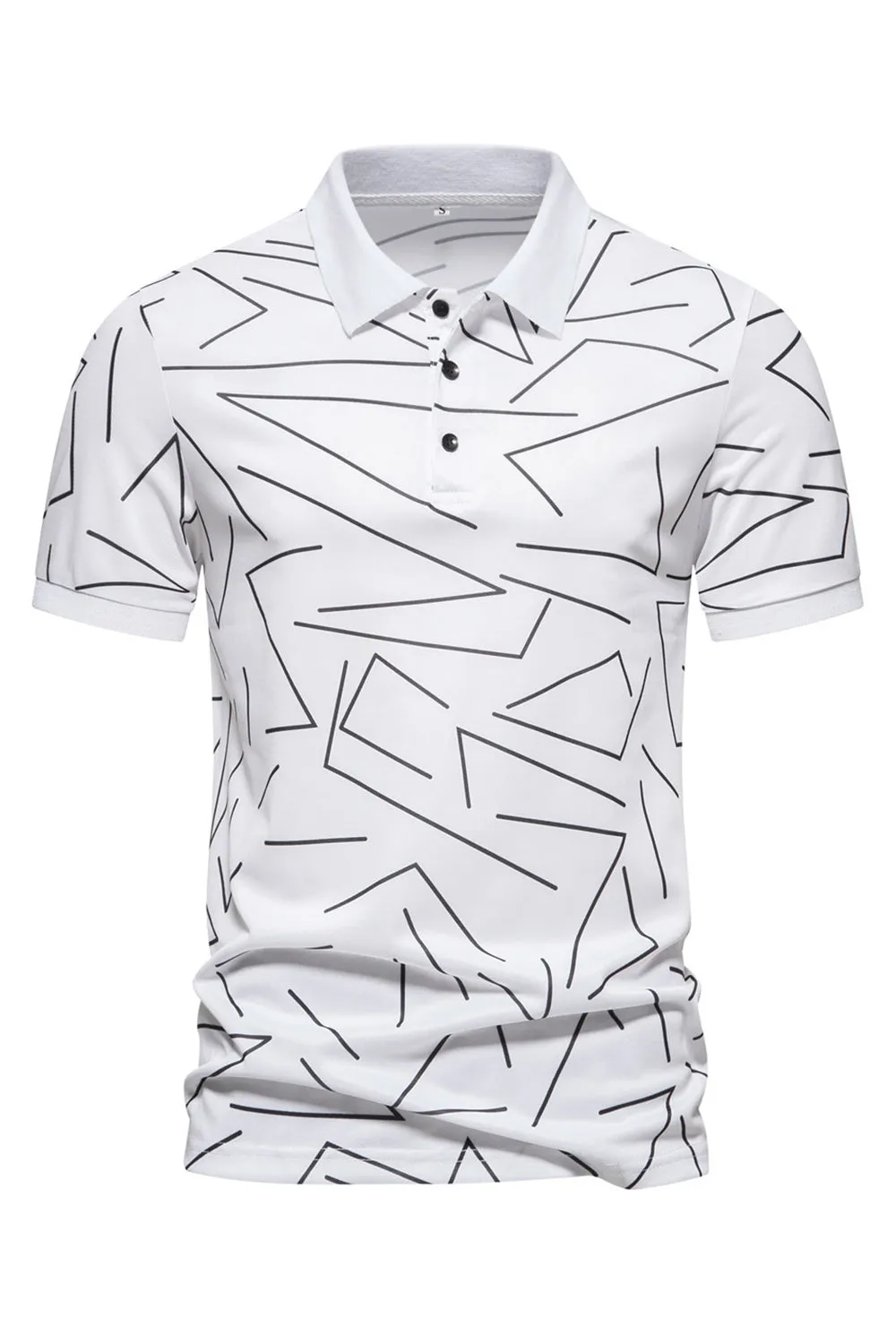 White Pattern Print Short Sleeves Men's Polo Shirt sold by Zapaka