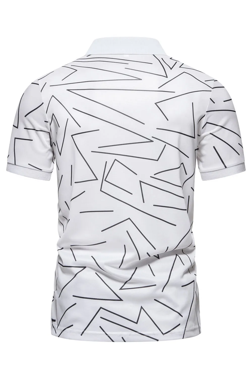 White Pattern Print Short Sleeves Men's Polo Shirt sold by Zapaka product image thumbnail 2