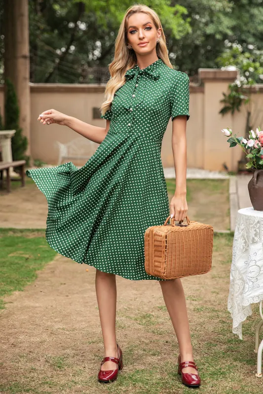 Green Polka Dots Vintage Dress sold by Zapaka
