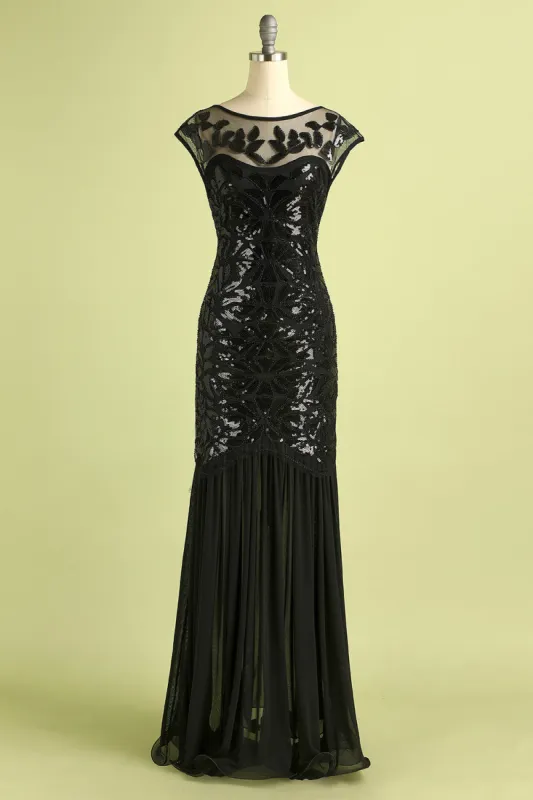 Black 1920s Sequined Flapper Dress sold by Zapaka