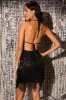 Sparkly Halter Backless Sequins Black Short Homecoming Dress with Fringes sold by Zapaka