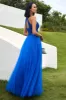 Royal Blue Tulle Prom Dress with Appliques sold by Zapaka