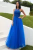 Royal Blue Tulle Prom Dress with Appliques sold by Zapaka