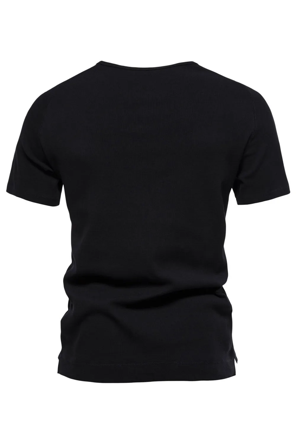 Black Cotton Crewneck Short Sleeves Men's Polo Short sold by Zapaka product image thumbnail 2
