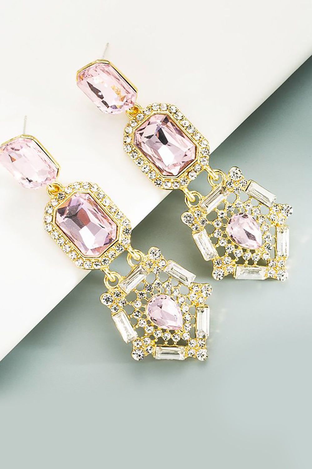 Light Pink Rhinestones Beaded Earrings sold by Zapaka product image thumbnail 2
