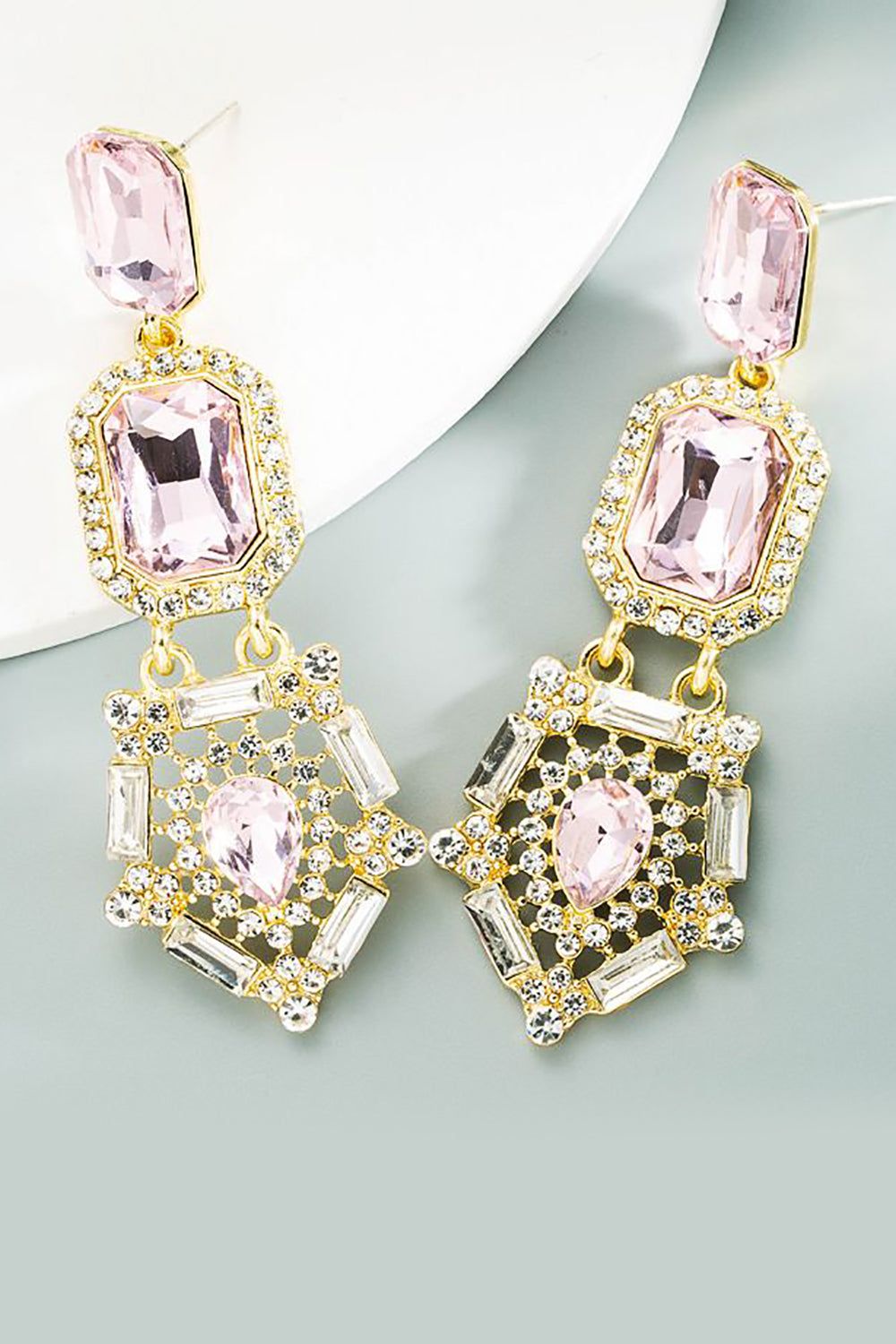 Light Pink Rhinestones Beaded Earrings sold by Zapaka product image thumbnail 3