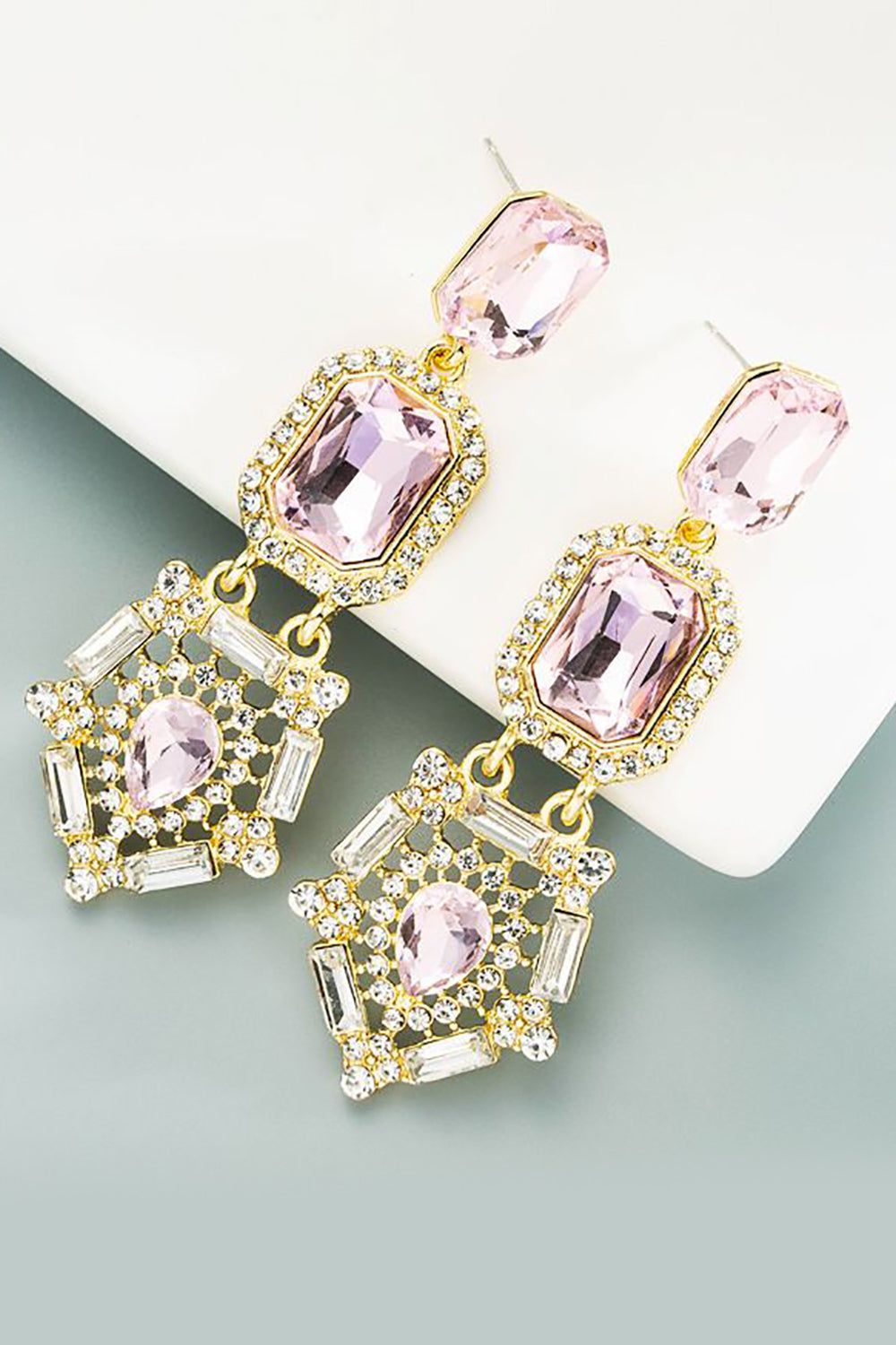Light Pink Rhinestones Beaded Earrings sold by Zapaka product image thumbnail 4