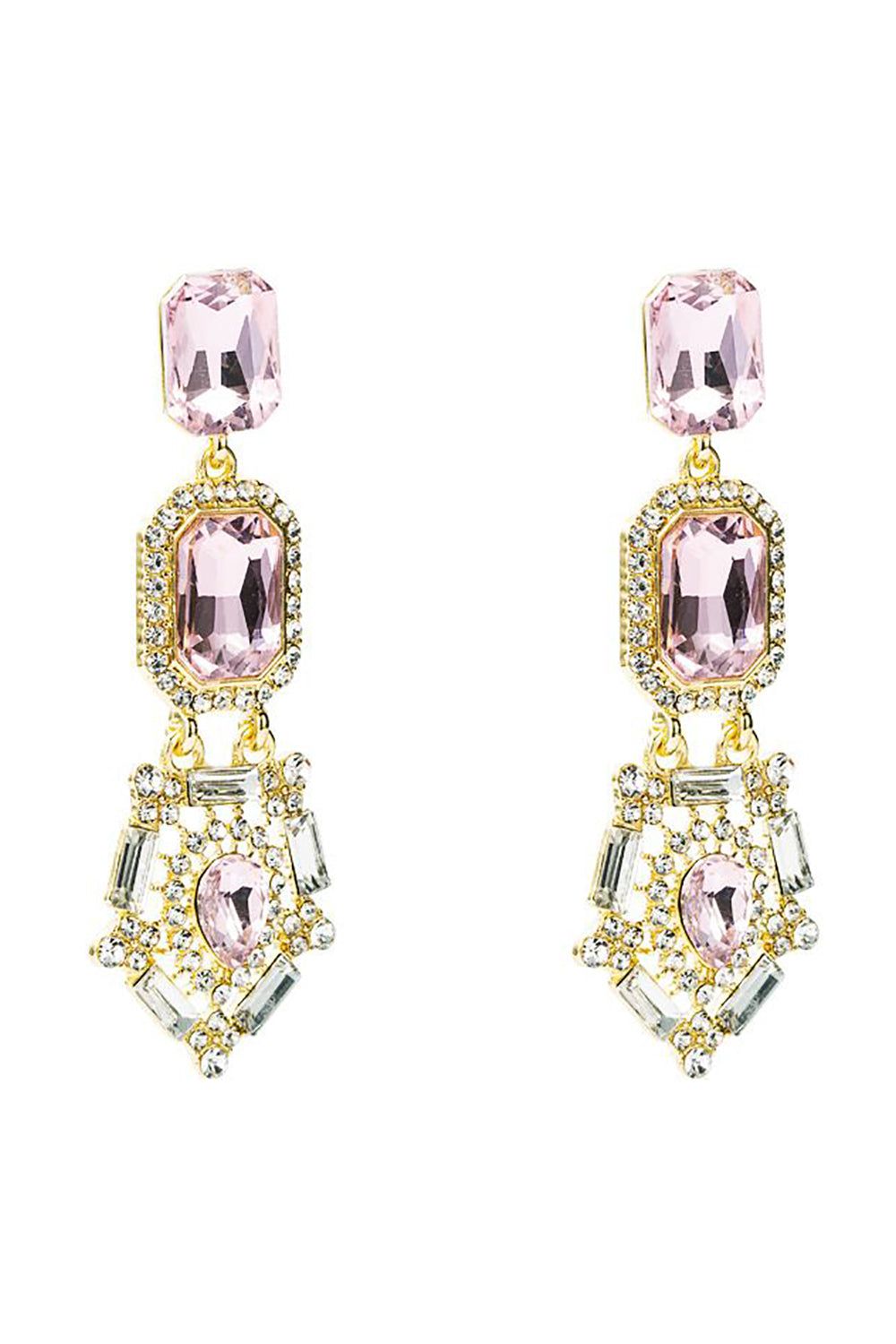 Light Pink Rhinestones Beaded Earrings sold by Zapaka