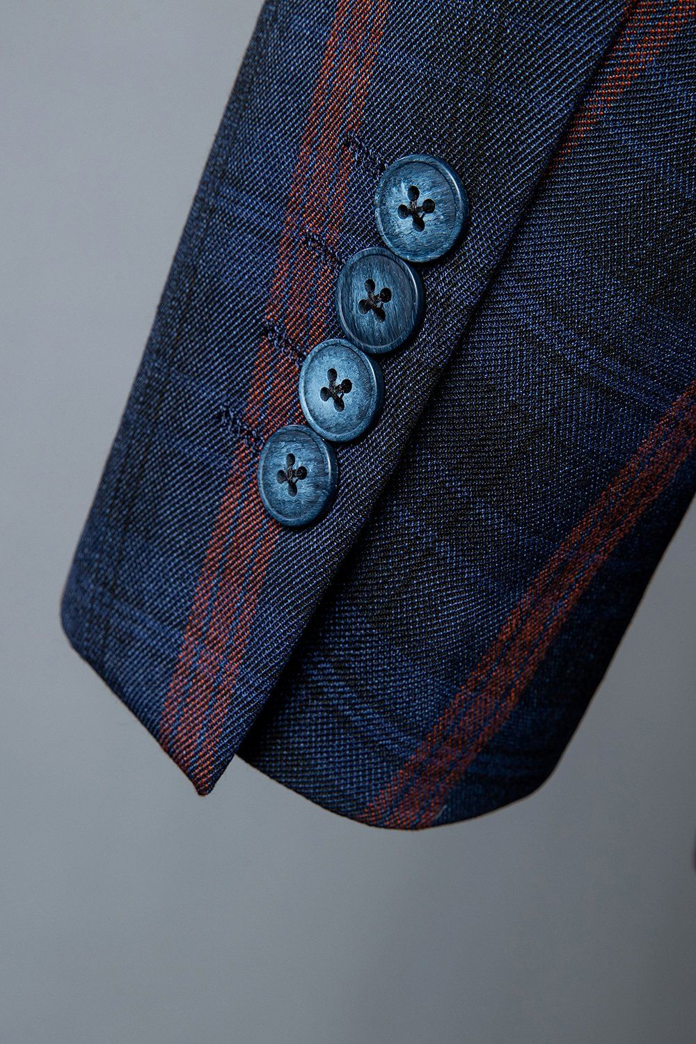 Navy Plaid 3-Piece Double-Breasted Men's Suit sold by Zapaka product image thumbnail 6