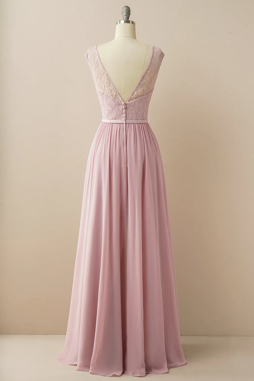 Blush Long Chiffon & Lace Formal Dress sold by Zapaka product image thumbnail 2