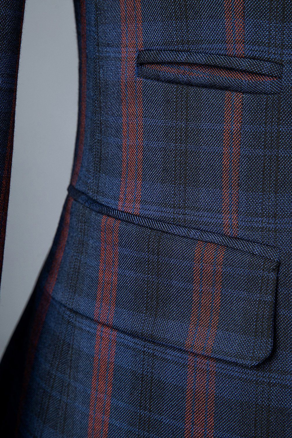 Navy Plaid 3-Piece Double-Breasted Men's Suit sold by Zapaka product image thumbnail 7