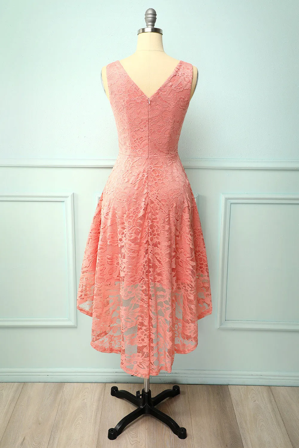 Blush Lace Asymmetrical Dress sold by Zapaka product image thumbnail 2