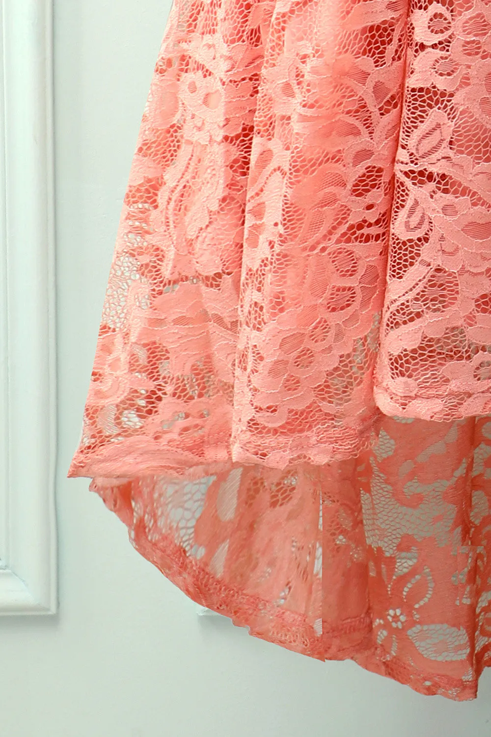 Blush Lace Asymmetrical Dress sold by Zapaka product image thumbnail 5
