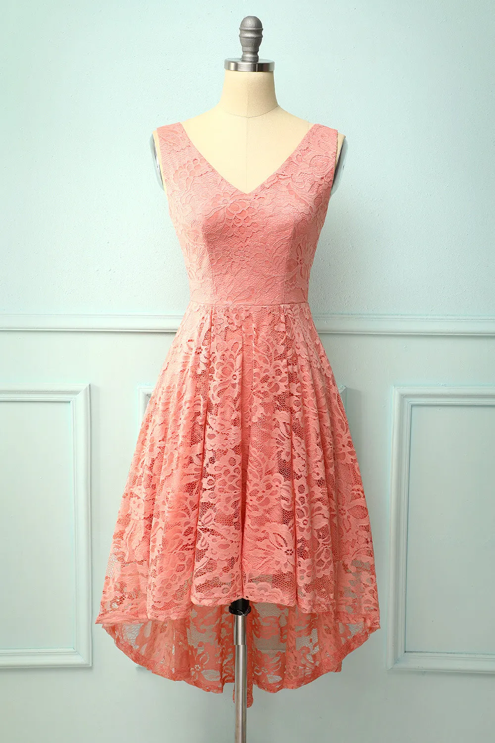 Blush Lace Asymmetrical Dress sold by Zapaka