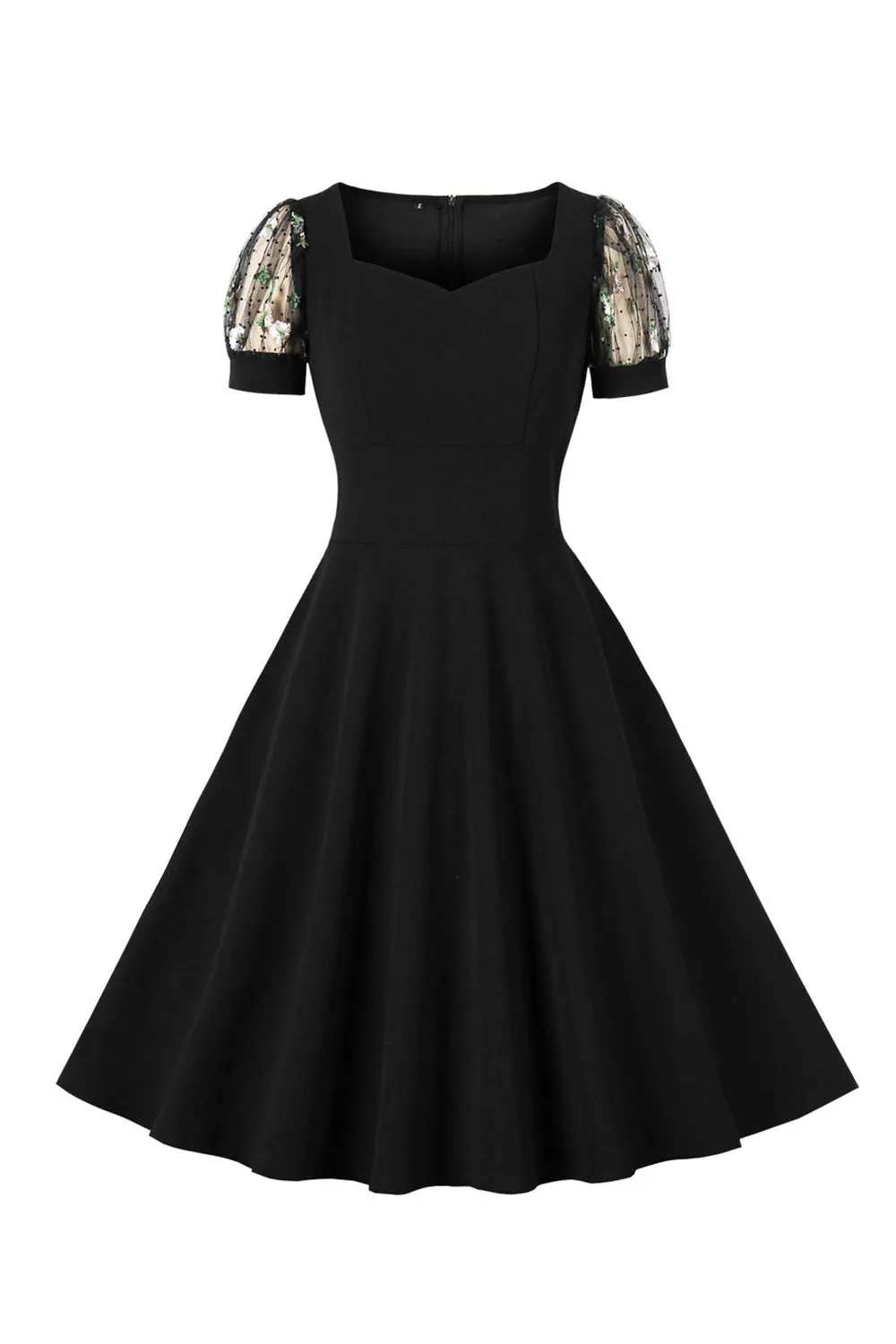 Black Swing 1950s Dress with Short Sleeves sold by Zapaka
