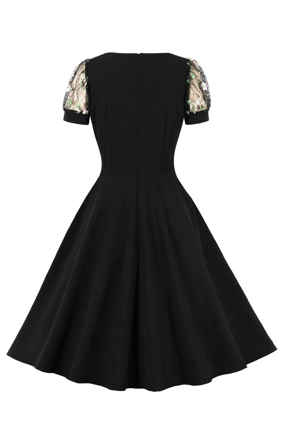 Black Swing 1950s Dress with Short Sleeves sold by Zapaka product image thumbnail 2
