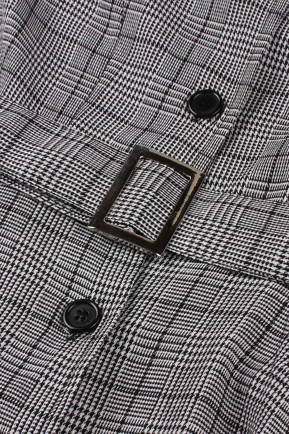 Grey Plaid Lapel Neck Vintage 1950s Dress sold by Zapaka product image thumbnail 4