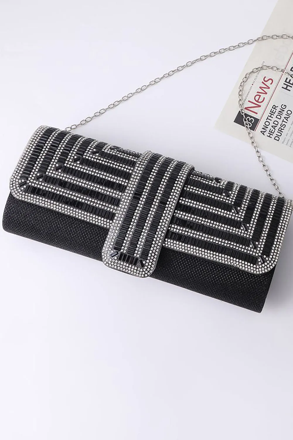 Sparkly Black Rhinestone Evening Party Handbag sold by Zapaka