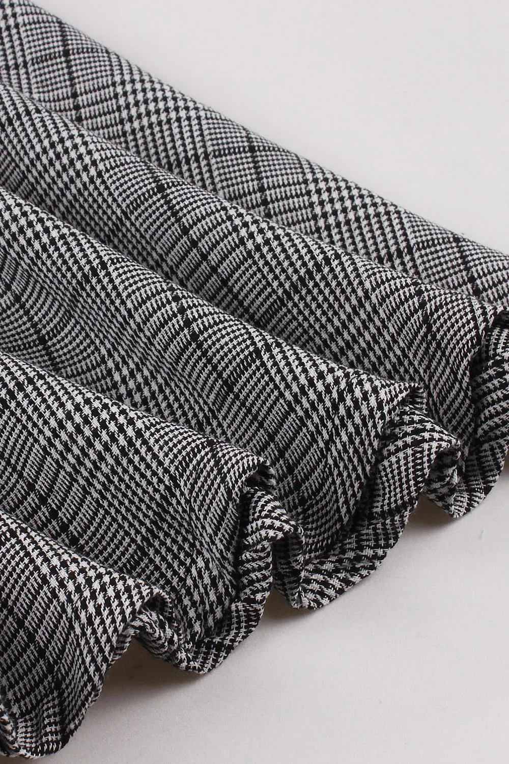Grey Plaid Lapel Neck Vintage 1950s Dress sold by Zapaka product image thumbnail 5