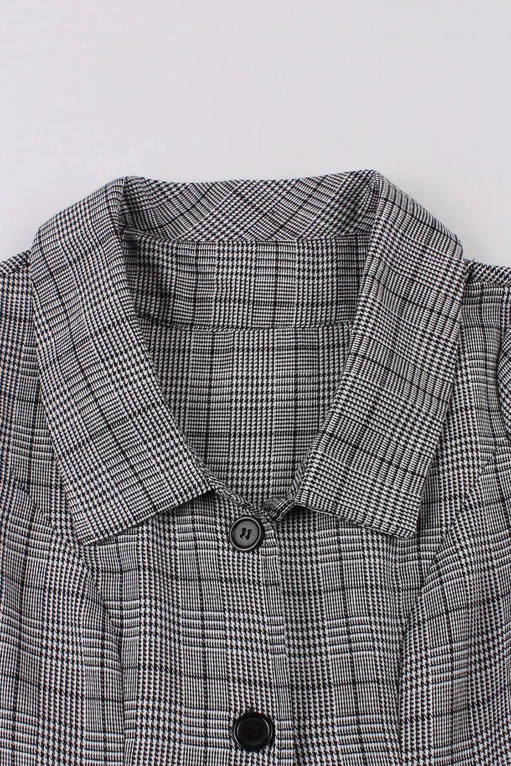 Grey Plaid Lapel Neck Vintage 1950s Dress sold by Zapaka product image thumbnail 3