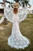 Ivory and Champagne Lace Boho Wedding Dress With Cape sold by Zapaka