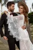 Ivory and Champagne Lace Boho Wedding Dress With Cape sold by Zapaka