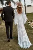 Ivory and Champagne Lace Boho Wedding Dress With Cape sold by Zapaka