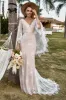 Ivory and Champagne Lace Boho Wedding Dress With Cape sold by Zapaka