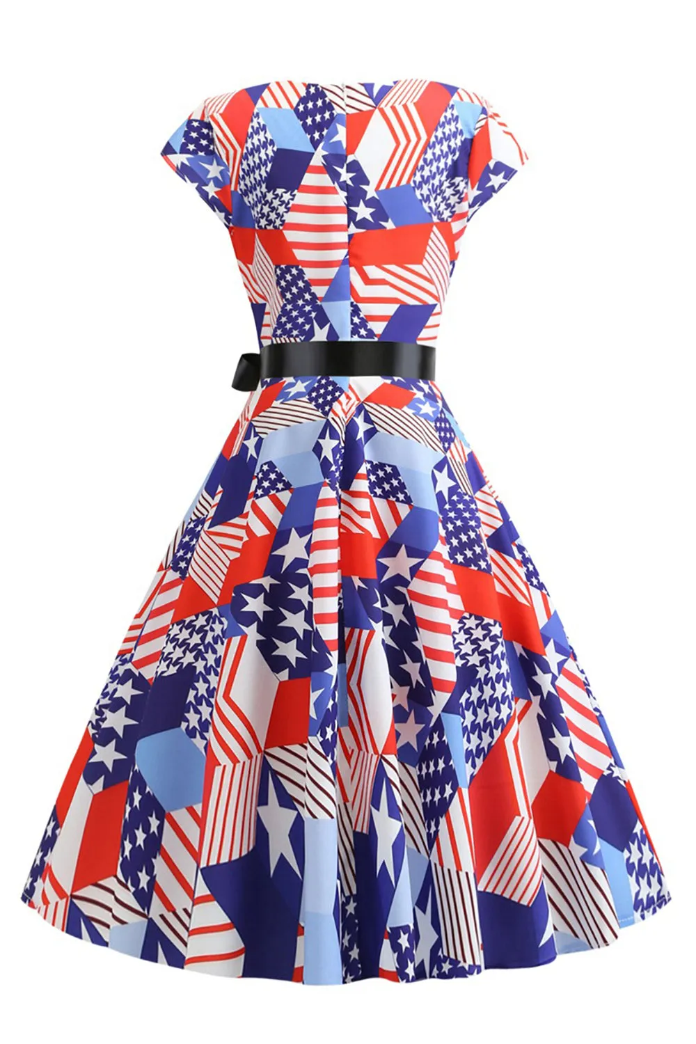 American Flag Printed Retro Dress with Bowknot sold by Zapaka product image thumbnail 2