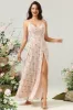 Blush Floral Chiffon Long Bridesmaid Dress with Slit sold by Zapaka