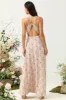 Blush Floral Chiffon Long Bridesmaid Dress with Slit sold by Zapaka