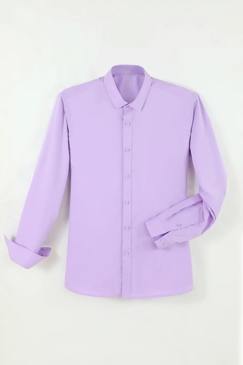 Men's Purple Wrinkle-Free Solid Long Sleeves Dress Shirt sold by Zapaka product image thumbnail 2