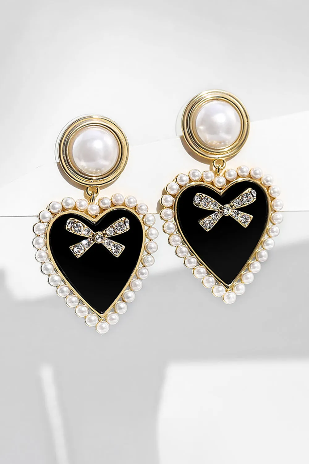 Black Heart Bow Earrings sold by Zapaka product image thumbnail 2