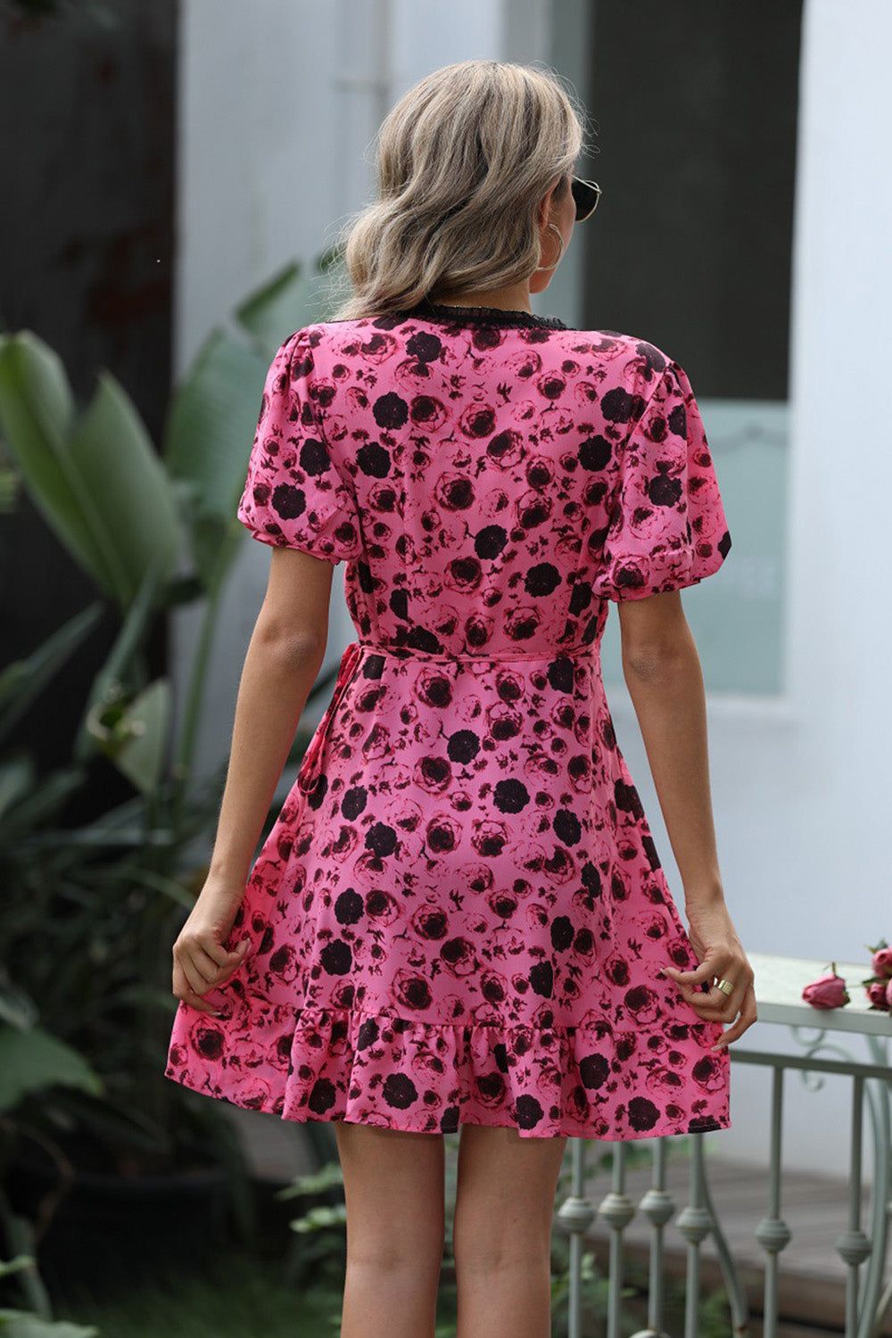 Fuchsia Printed Wrap Summer Dress sold by Zapaka product image thumbnail 2