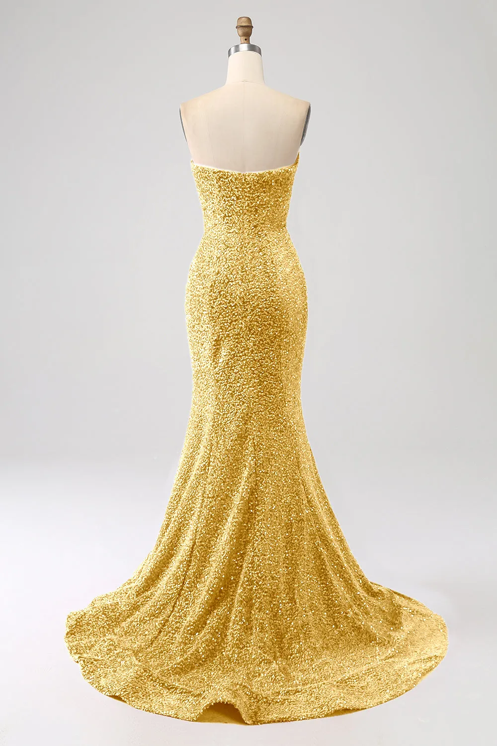 Golden Mermaid Sweetheart Sweep Train Prom Dress With Sequins sold by Zapaka product image thumbnail 2