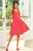 Hepburn Style Halter Neck Red Button Polka Dots 1950s Dress sold by Zapaka