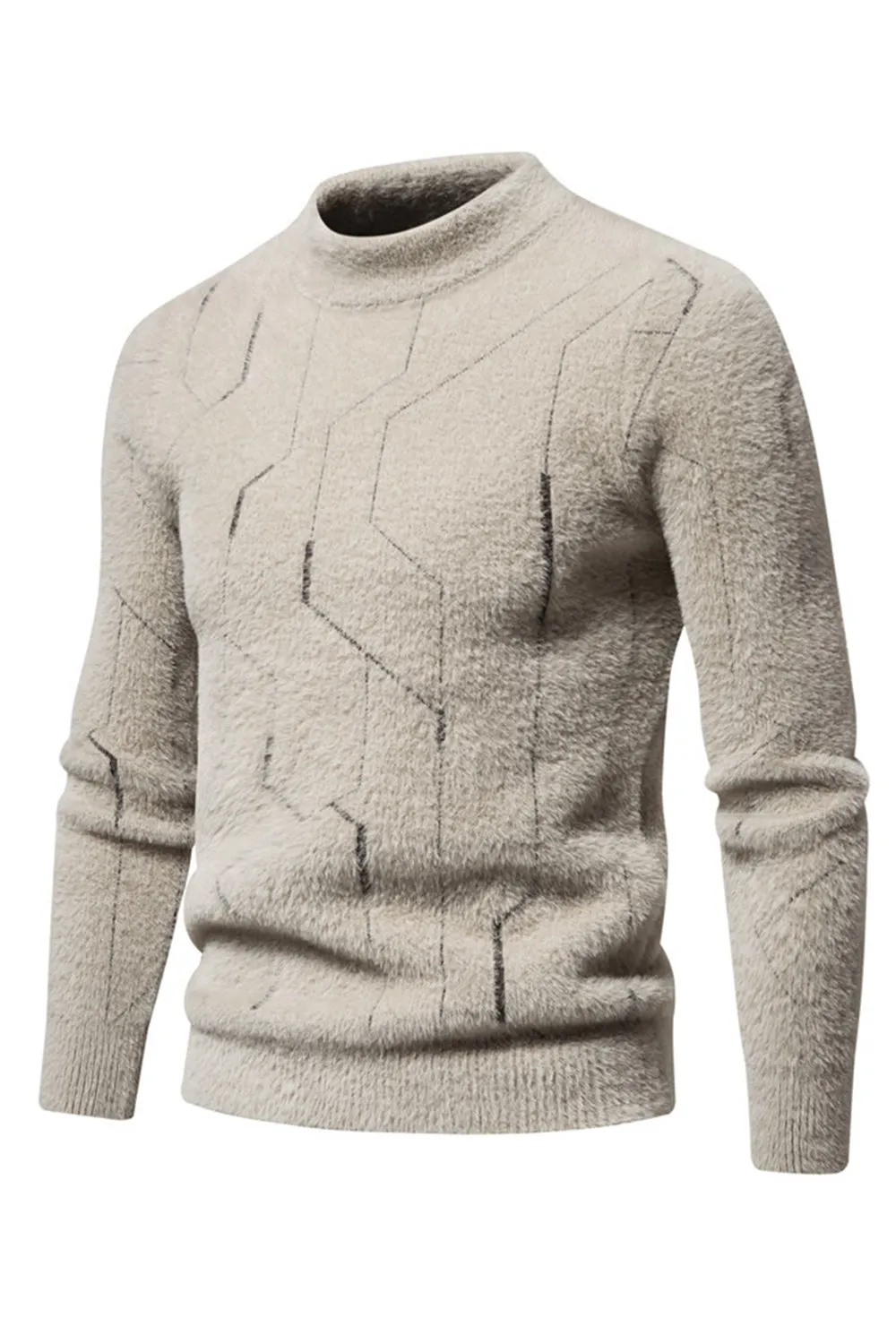 Khaki Men's Slim Fit Pullover Knitted Sweater sold by Zapaka product image thumbnail 3