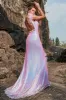 Mermaid Sweetheart Purple Sequins Long Prom Dress with Feather sold by Zapaka