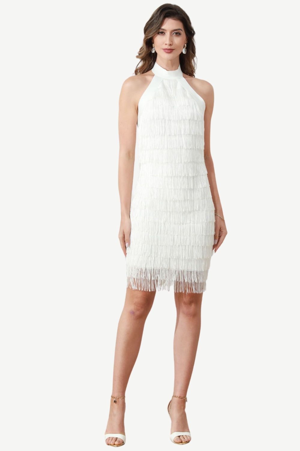 Halter Backless Black Party Dress with Fringes sold by Zapaka product image thumbnail 5