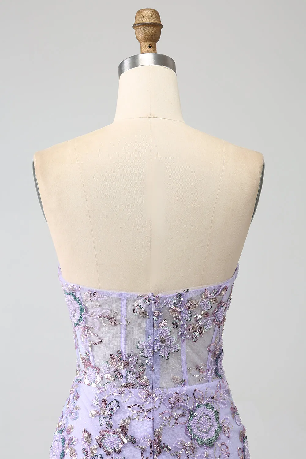 Mermaid Strapless Lavender Corset Prom Dress with Beading sold by Zapaka product image thumbnail 5