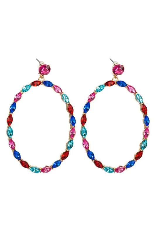 Colorful Rhinestone Loop Earrings sold by Zapaka