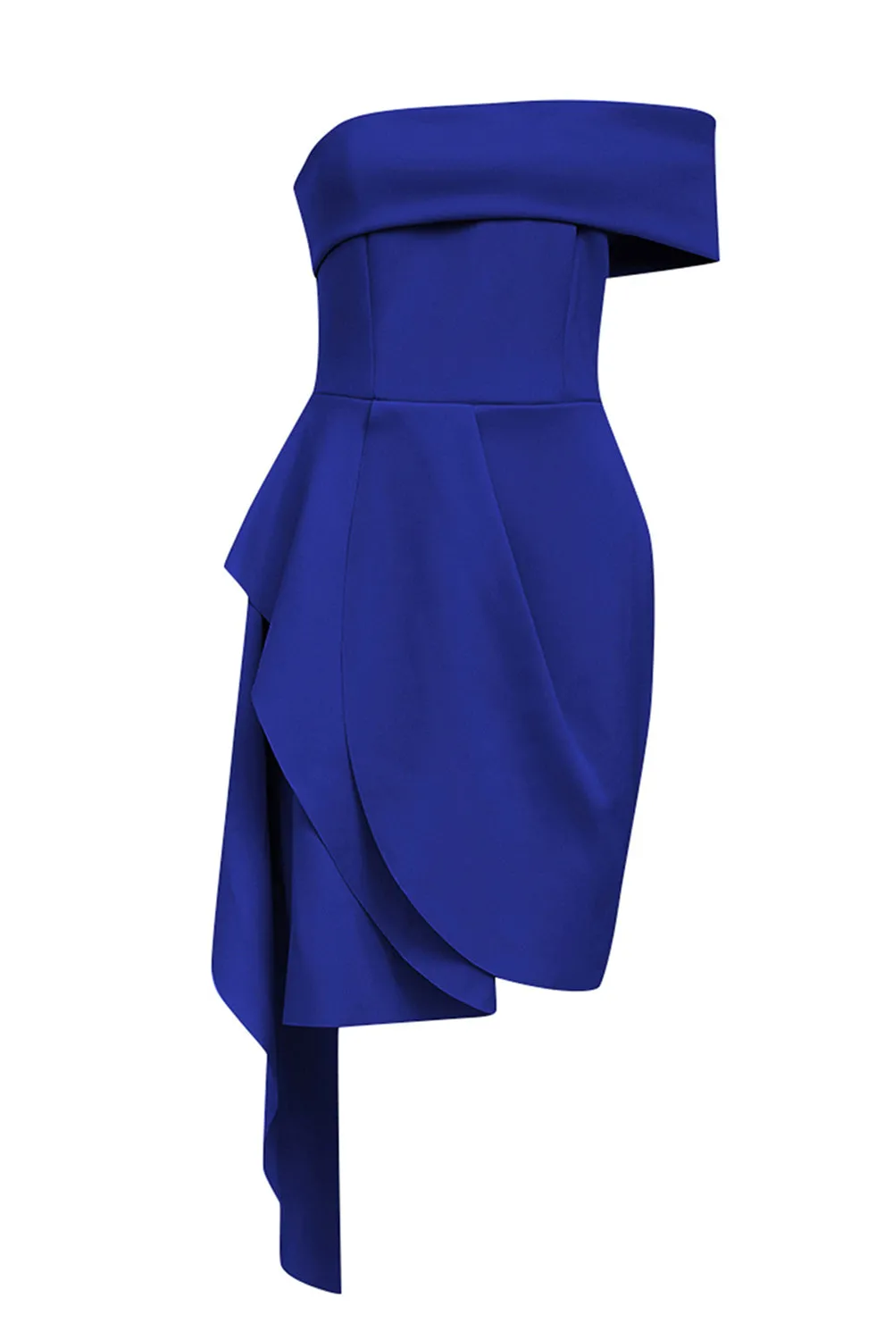 Blue Bodycon Strapless Solid Asymmetrical Cocktail Party Dress sold by Zapaka product image thumbnail 5