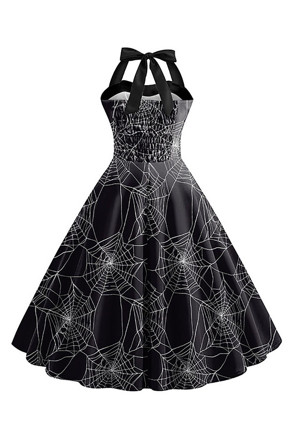 Halloween Pattern Black Halter Neck Vintage Dress sold by Zapaka product image thumbnail 2