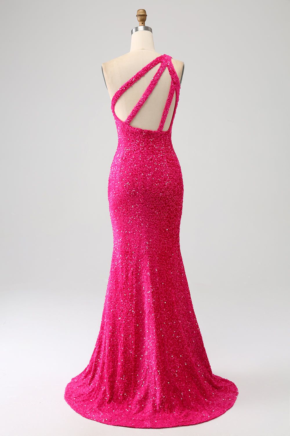 Sparkly Mermaid One Shoulder Fuchsia Sequins Long Prom Dress with Slit sold by Zapaka product image thumbnail 2
