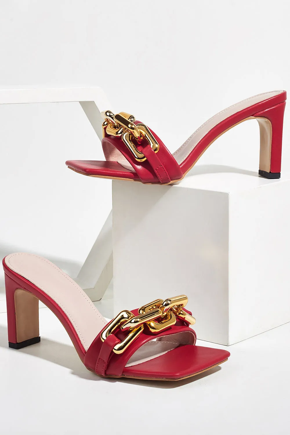 Red PU Sandals Slippers sold by Zapaka