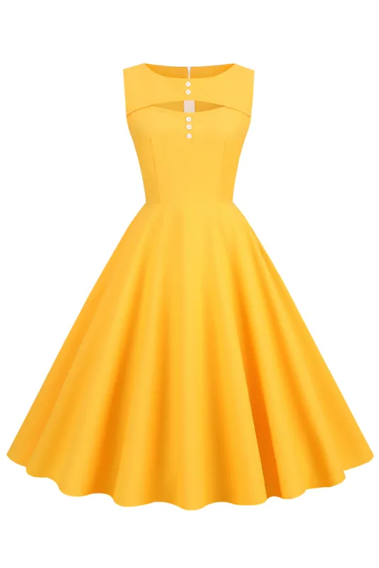 Retro Style Yellow 1950s Dress with Keyhole sold by Zapaka